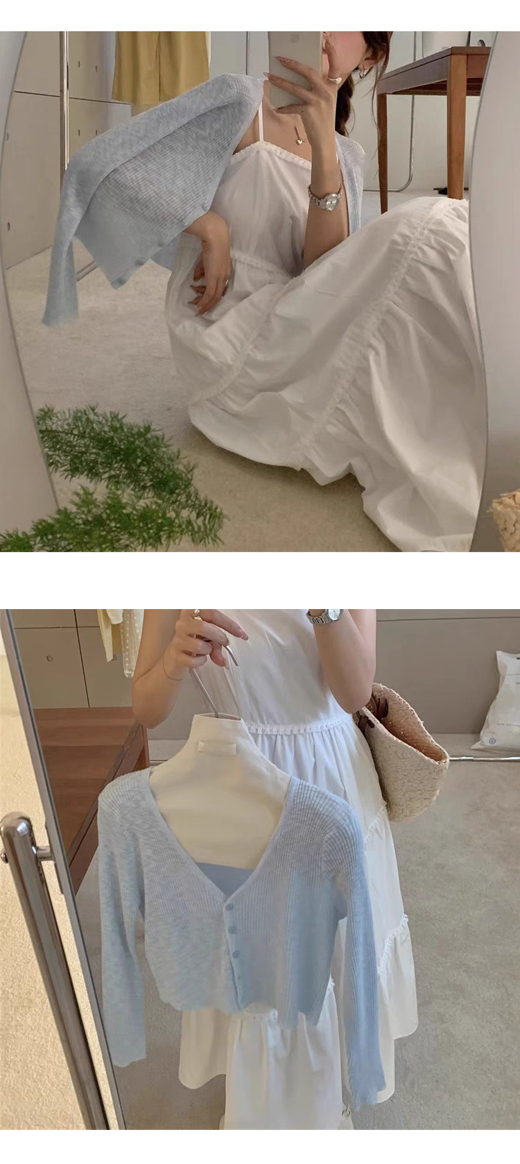 [ONN][CD562]파인 브이넥 시스루 골지 브이넥 크롭 가디건 숏한 길이 여리여리 은은한 비침 비치룩 색상다양