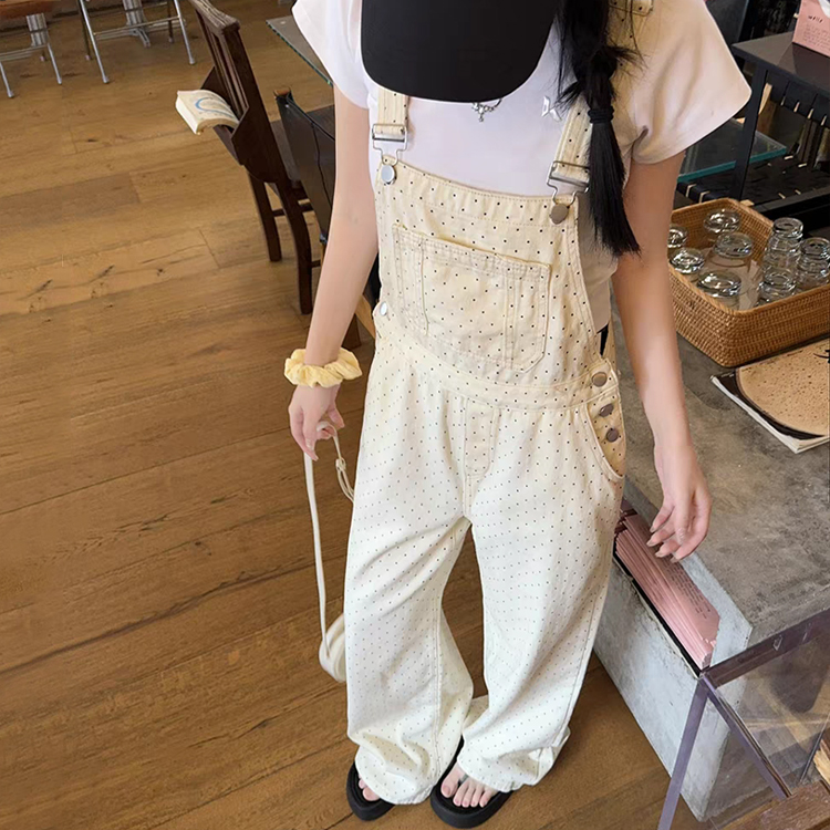 무료_ONN[PT276]도트 멜빵 팬츠 귀여운 와이드 핏 체형커버 캐주얼룩 데이트룩 휴양지룩 
