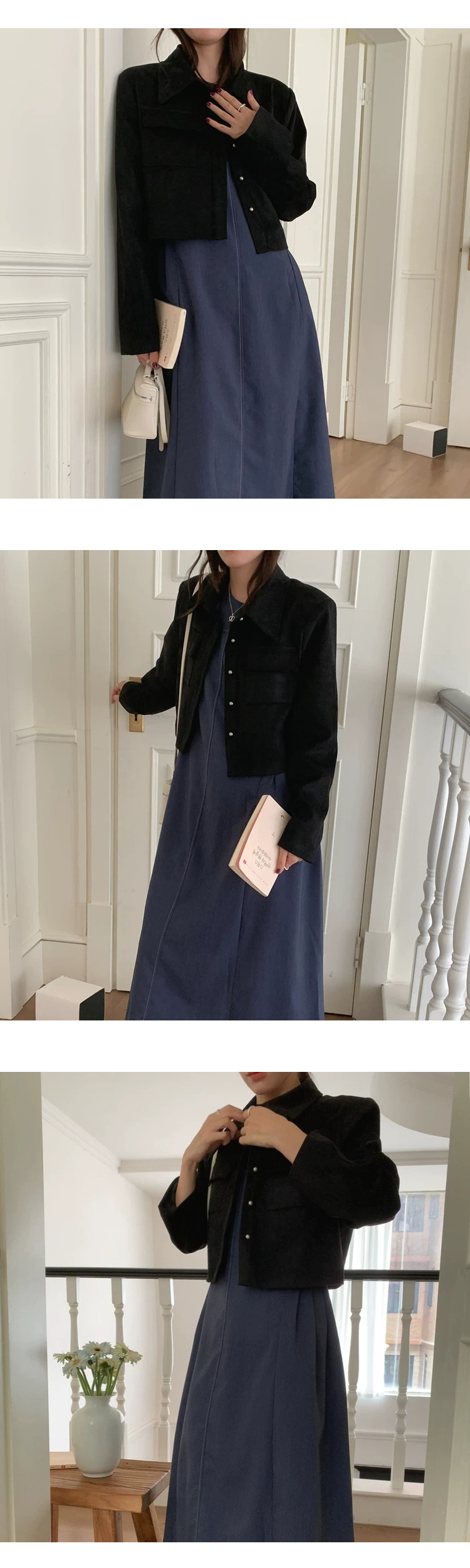 [ONN][JK334]스웨이드 크롭 자켓 베이지,블랙  카라넥 모던 프론트 버튼 오픈클로징 숏기장 롱다리 스웨이드 자켓