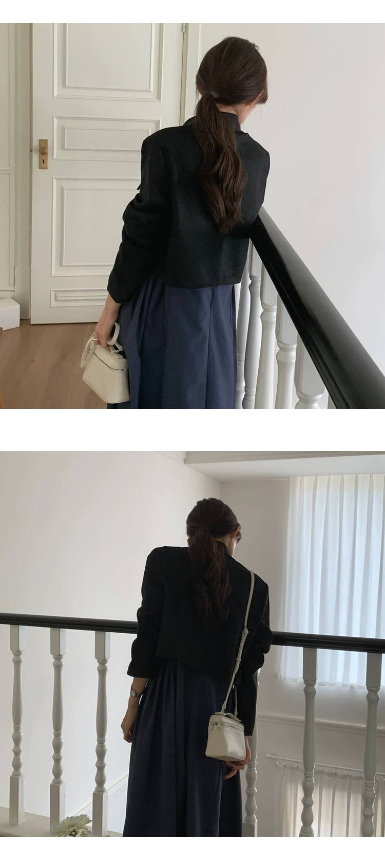 [ONN][JK334]스웨이드 크롭 자켓 베이지,블랙  카라넥 모던 프론트 버튼 오픈클로징 숏기장 롱다리 스웨이드 자켓