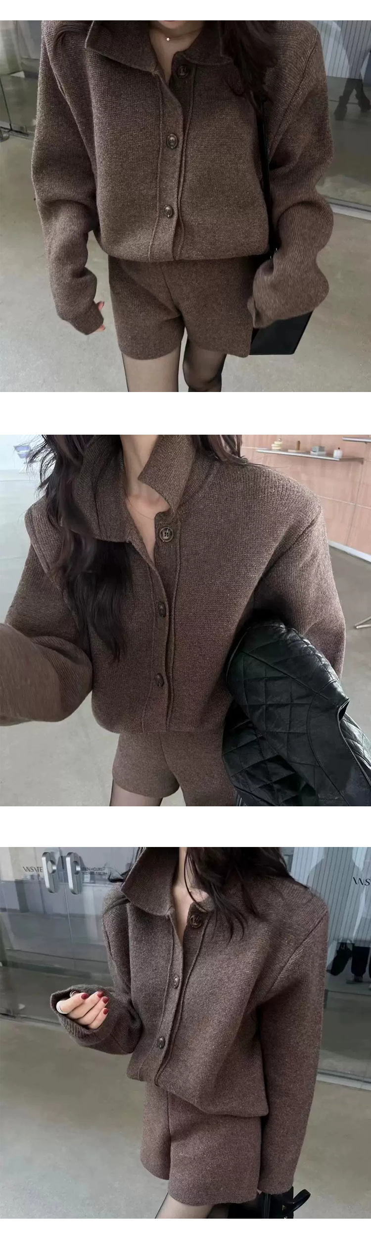 ONN [SET347](가디건+반바지)세트 제품 카라 가디건 반바지 투피스 꾸안꾸 카라넥 간절기 초겨울