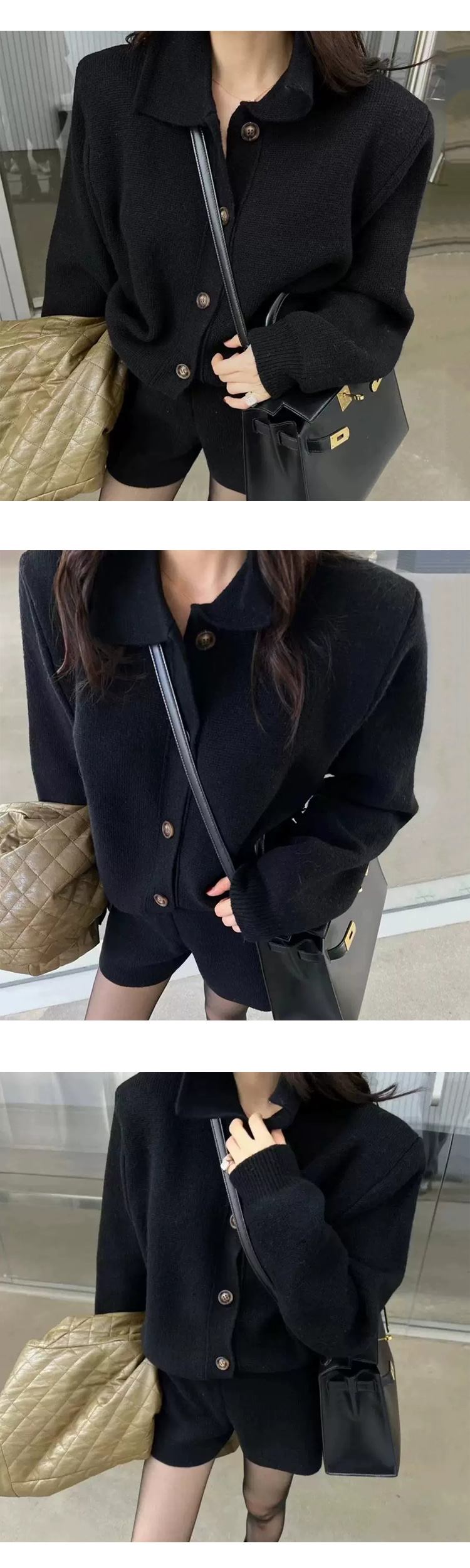 ONN [SET347](가디건+반바지)세트 제품 카라 가디건 반바지 투피스 꾸안꾸 카라넥 간절기 초겨울