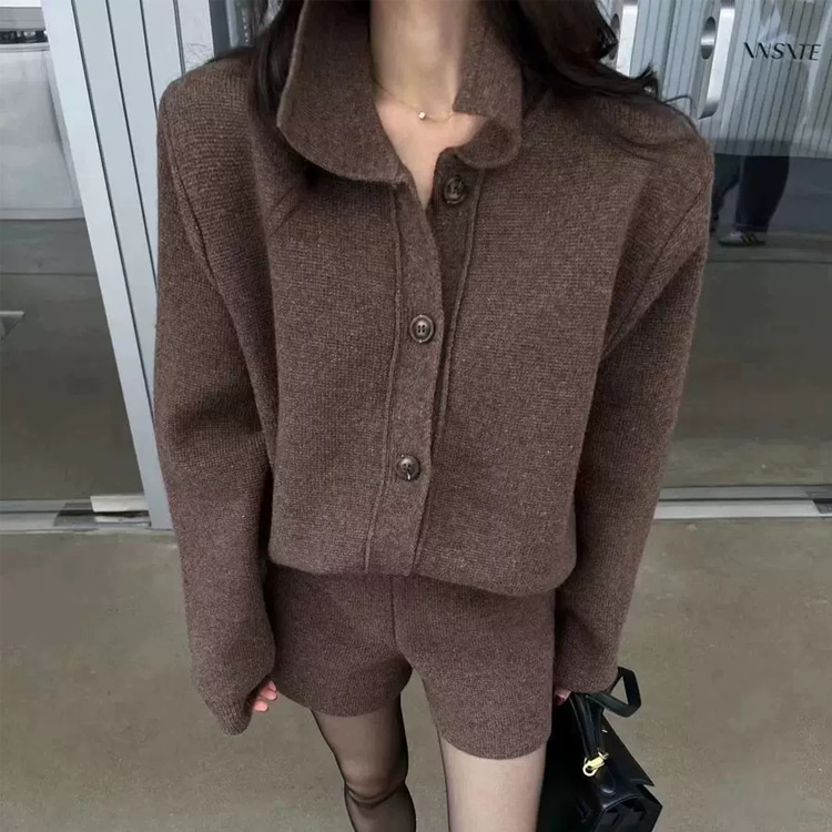 ONN [SET347](가디건+반바지)세트 제품 카라 가디건 반바지 투피스 꾸안꾸 카라넥 간절기 초겨울