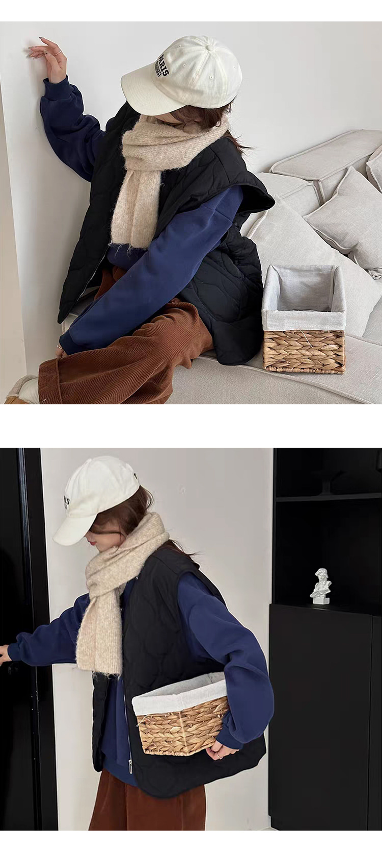 ONN/[VT120] 가을 겨울 퀼팅 패딩 집업 조끼 빅사이즈 카키 블랙 