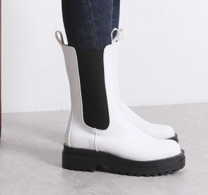 [LUC] x58/(2color) 스퀘어토 미들 통굽 첼시부츠(5cm) 엣지 통굽 앵글 부츠 키높이 구두 겨울 부츠 