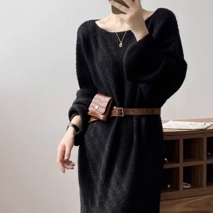 [ONN/ [OPS1432]보트넥 루즈핏 롱 니트 원피스/여리여리하고/우아한/강력추천/슬림핏/여성스런 /볼록소매