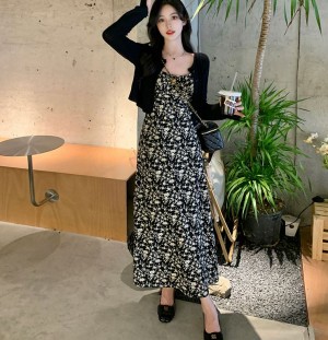 [제이스]P0000CUM/우아한 플라워 뷔스티에 롱 원피스 꽃무늬 시원한소재 여름원피스 롱스커트 플라워치마