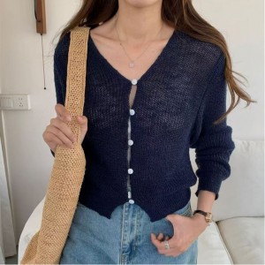ONN/ [CD556]린넨 부클 가디건 여리여리 브이넥 숏길이 여름 골지 가디건 꾸안꾸 일상룩 간절기 니트