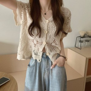 DOO48336420 여름 시스루 반팔 가디건 시스루니트 여름니트 망사니트 수영복커버업 플라워 해바라기 가든플로