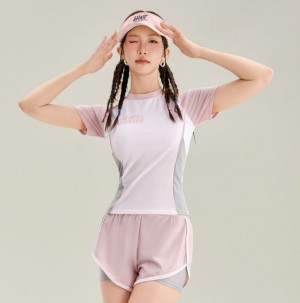 DOO/58251398파스텔 사이드 컬러배색 투피스 래쉬가드 수영복 모노키니 요가 필라테스 운동복 바지 세트 몸매보정