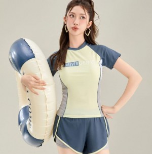 DOO/58251398파스텔 사이드 컬러배색 투피스 래쉬가드 수영복 모노키니 요가 필라테스 운동복 바지 세트 몸매보정