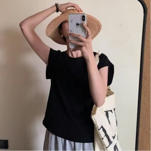 [ONN][T345]여름 라운드넥 무지 캡소매 티셔츠 면100% 귀여운 셔츠 이지룩 색상5종 반바지 미니스커트 코디