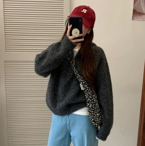 ONN [NT678] 후드넥 나그랑 소매 후드 반집업 니트 낙낙한 루즈핏 일상룩